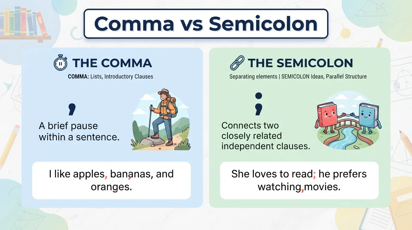 comma vs semicolon