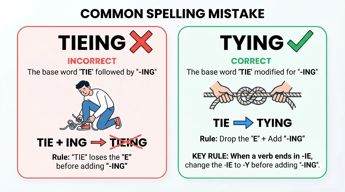tieing vs tying